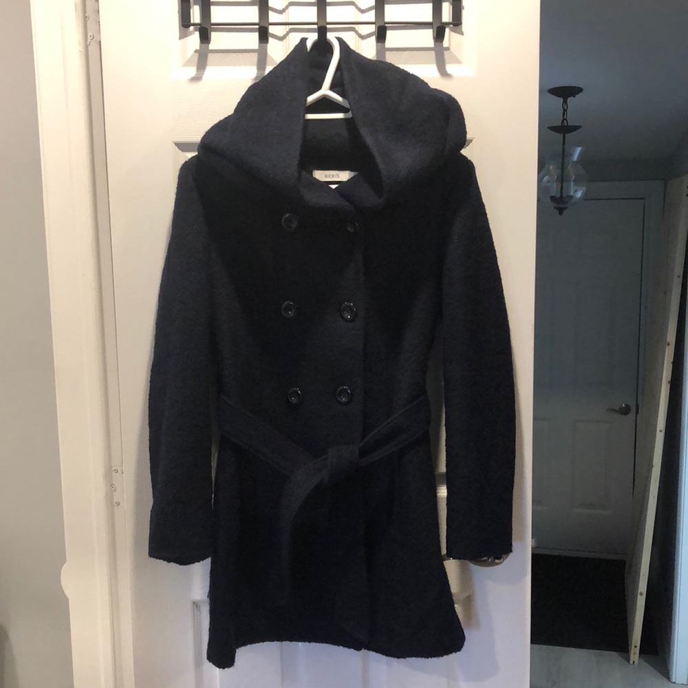Rickis ladies med black/blue fall/winter/spring wool coat